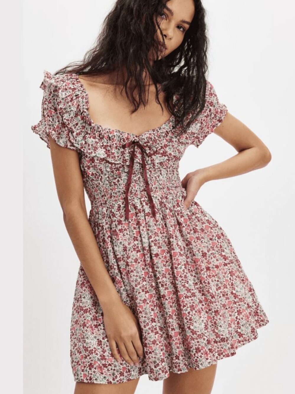 Free People Tasha Mini Dress - Pink Floral - Size XS